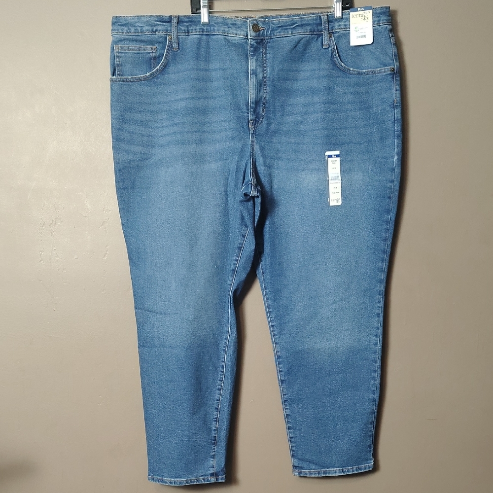 Terra & Sky High Rise Straight Leg Jeans Size 26W NWT